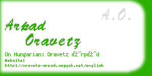 arpad oravetz business card